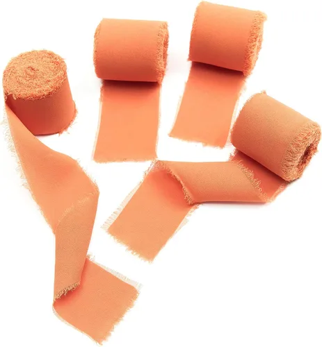 Vista 5 de 4 rollos de cinta de seda hecha a mano con flecos de 1.5 pulgadas x 5 yardas (4 rollos de 20 yardas) para invitaciones de boda, ramos de novia