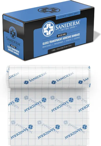 Vista 13 de Saniderm Vendaje Original para Cuidado Posterior de Tatuajes (Rollo Pequeño, 4 pulgadas x 8 yardas)