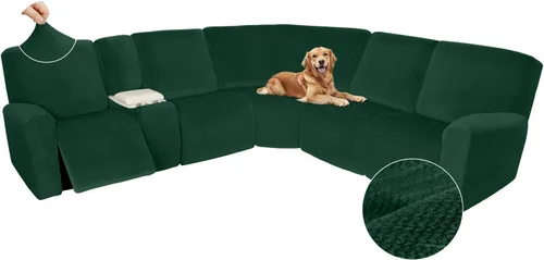 Vista 690 de Arfntevss Fundas de sofá seccional reclinable de terciopelo, Funda de sofá seccional de esquina para sofá reclinable, Funda elástica suave