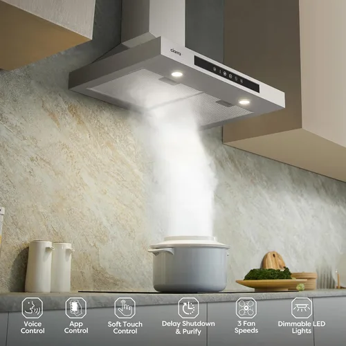 Vista 5 de CIARRA Campana extractora inteligente de 30 pulgadas con control de voz, compatible con Alexa/Google Home/Smart Life Assistant, campana