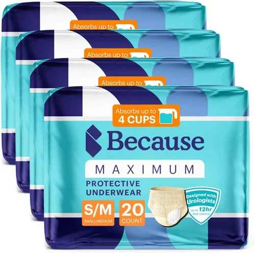 Vista 21 de Because Discreet Maximum Adult Incontinence & posparto ropa interior para mujer, alta absorción, desechable, absorbe hasta 4 tazas, beige