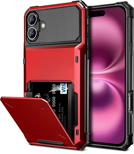 Vista 13 de Vofolen Funda para iPhone 16 con tarjetero tipo cartera negra Negro