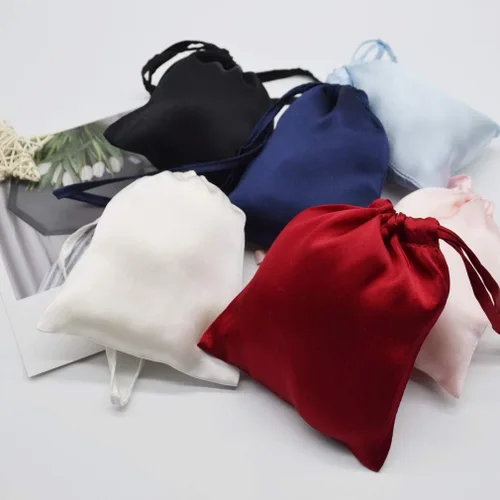 Vista 6 de Maxfeel 100% seda bolsas de viaje y bolsas de regalo con cordón sólido teñido muticolor (champán)