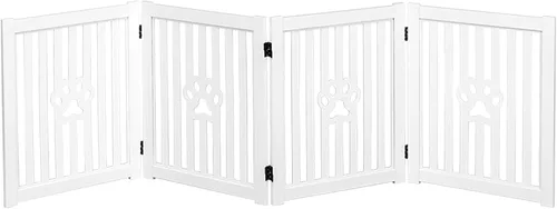 Vista 9 de Puerta para mascotas, valla de madera independiente para perros pequeños y gatos. Gran valla plegable para puertas, pasillos, escaleras. Espresso