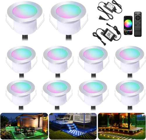 Vista 10 de Iluminación RGB para cubierta φ1.22, luces de cubierta impermeables para exteriores, luces de bajo voltaje de 12 V con control remoto, luz