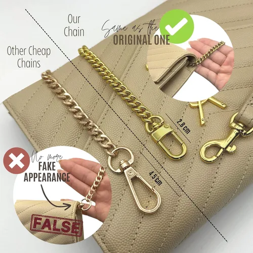 Vista 6 de Conversion Kit compatible with Monogram Clutch, Insert with 120cm - 47" inches Premium Gold Chain, Wristlet Insert Wallet on Chain (Lime)
