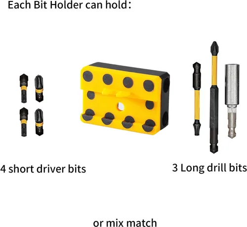 Vista 5 de Uniqwamo Soporte de brocas compatible con Dewalt 20 V, organizador de brocas compatible con taladros que llevan hasta 4 brocas en el lateral de tu