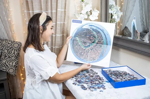 Vista 6 de Rompecabezas redondo de 1000 piezas de Venecia, Italia, arte desafiante y educativo para adultos y niños, foto panorámica única de la ciudad