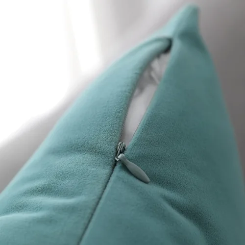 Vista 7 de Juego de 2 fundas de almohada de terciopelo para sofá y cama, 18 x 18 pulgadas, color aguamarina