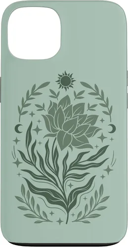 Vista 7 de Sage & Green Flowers Sun Crescent Moon Boho Floral Celestial Case for iPhone 16