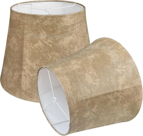 Vista 9 de Juego de 2 pantallas de lámpara, TOOTOO STAR pantalla de lámpara de imitación a piel de oveja de 6" de ancho superior x 12" de ancho inferior x 8.5