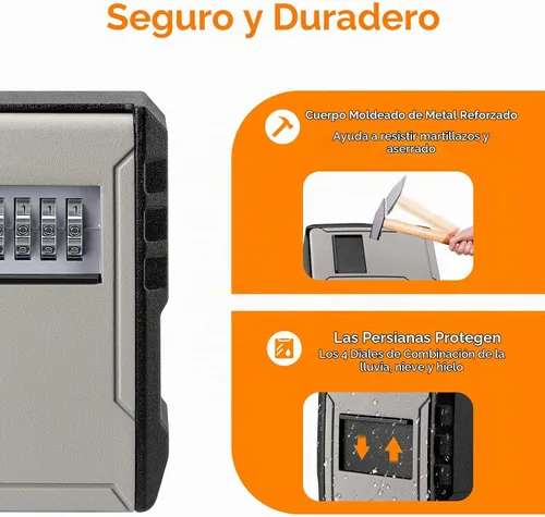 Vista 3 de Caja de bloqueo de llave de capacidad extra grande UPGRADE, caja de bloqueo de llave montada en la pared resistente a la intemperie para llaves