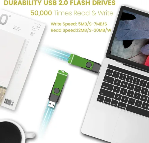 Vista 2 de Unidad Flash USB de 128MB Paquete de 20 AGECASH USB 2.0 Unidades Flash Thumb a Granel Verde Giratorio 128MB Memoria USB Stick Zip Jump Drive 1