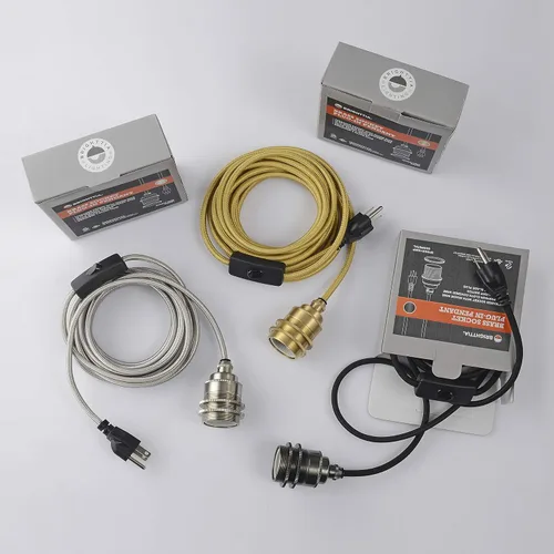 Vista 9 de BRIGHTTIA Lámpara colgante de latón enchufable – Enchufe portátil listo para colgar E26 con cable de 15 pies e interruptor en línea – Robusta