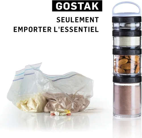 Vista 3 de BlenderBottle GoStak Twist n' Lock - Tarros de almacenamiento, 40 cc, 4 unidades, color negro