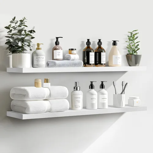 Vista 8 de LaVie Home Estantes flotantes, juego de 2 estantes de pared de 36 pulgadas, estante colgante con soportes invisibles, decoración de pared para baño