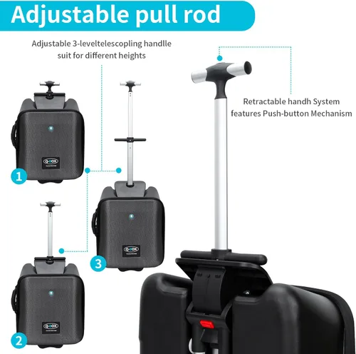 Vista 5 de LemoHome Equipaje expandible con ruedas giratorias, maletas grandes con diseño de asiento para niños, equipaje duro para mujeres y hombres, equipaje