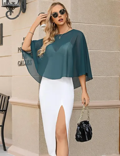 Vista 2 de Totatuit Capelets para mujer, capa de gasa, capas de boda, chales y envolturas para vestido de noche