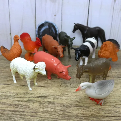 Vista 8 de GiftExpress 12 figuras de juguete grandes de animales de granja
