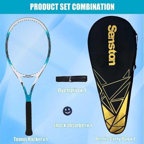 Vista 2 de Senston 27" Adult Tennis Racket, Durable Lightweight Vibration Dampening Anti-sweat ergonomic grip, aerospace aluminum frame, big sweet spot