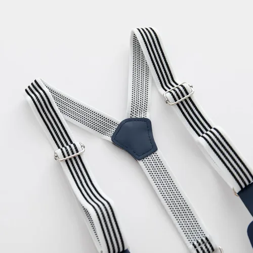 Vista 19 de Conjunto de pantalones cortos azules para bebé, trajes formales para bebés