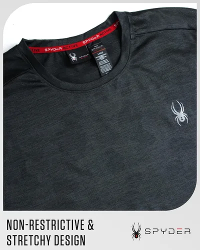 Vista 4 de Spyder Camiseta deportiva para hombre - Camiseta deportiva de rendimiento activo - Camisa de manga corta Dry Fit (S-XL)