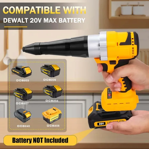 Vista 2 de Pistola de remache inalámbrica eléctrica compatible con batería Dewalt de 20 V máximo, (sin batería), kit de herramientas de remache inalámbrico sin