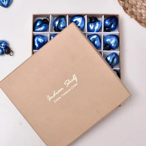 Vista 5 de 25 adornos de Navidad de cristal con forma de corazón azul, decoraciones para el día de San Valentín y árbol de Pascua