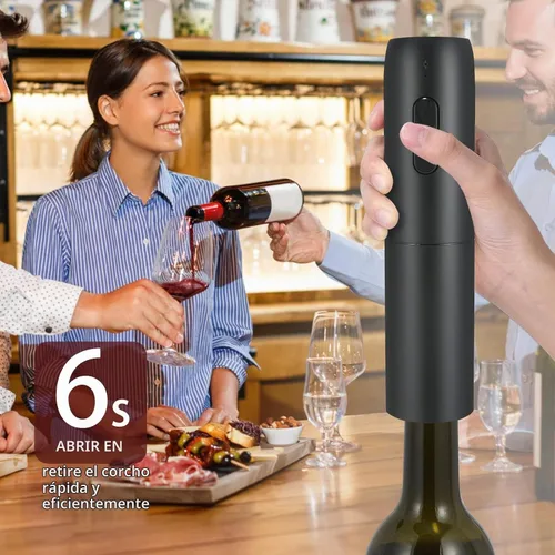 Vista 2 de VIDYSUFYR Juego de abridor eléctrico de botellas de vino con base de carga, negro, abridor automático de botellas de vino con luz LED, kit