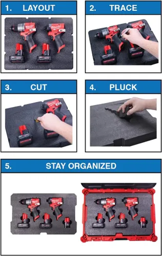 Vista 7 de Insertos de espuma Econo - Se adapta a Milwaukee Packout ™ 48-22-8431 (kit de espuma de 3 piezas)
