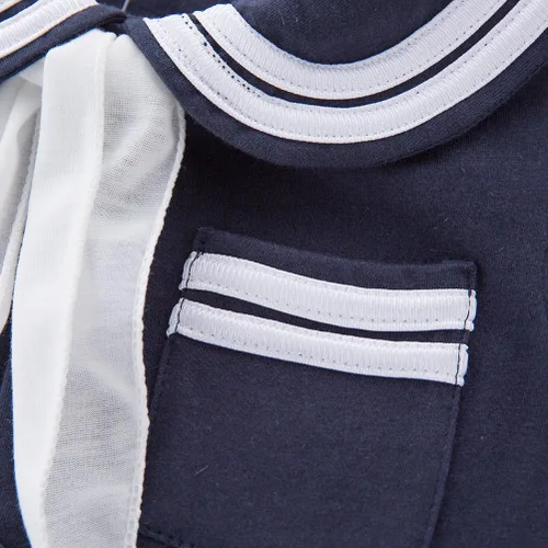 Vista 3 de LXKIKMM Baby Girl Nautical Dress Sailor Suit Jumpsuit Romper Azul + sombrero