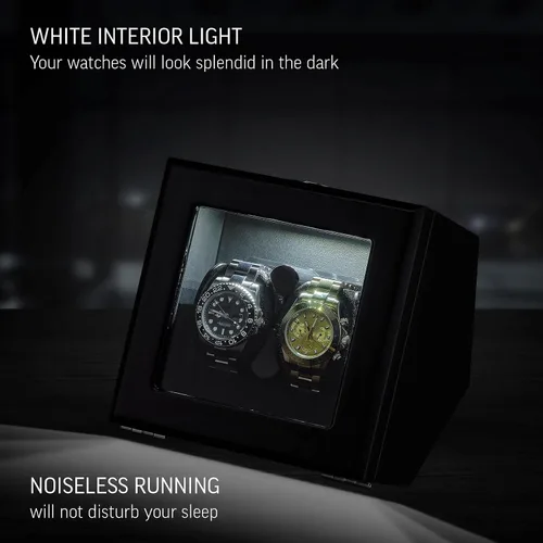 Vista 6 de TIMECUBE Enrollador de reloj doble con luz LED, 15 modos de bobinado y opción automática de parada de motor
