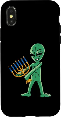 Vista 4 de Funda para iPhone 14 Alien Menorah Hanukkah Star Of David Janukah Jewish Holiday Case