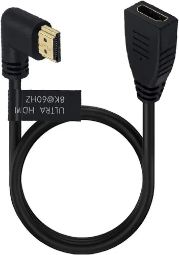 Vista 10 de Cable de extensión HDMI 8K a 60Hz de 2 pies, 48 Gbps, cable Ultra HD, recto hembra a macho en ángulo descendente, extensor HDMI 2.1, cable de Abajo