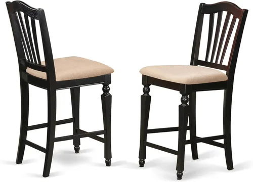 Vista 6 de East West Furniture CHS-BLK-LC Chelsea - Juego de 2 sillas de comedor tapizadas de piel sintética de madera maciza, color negro
