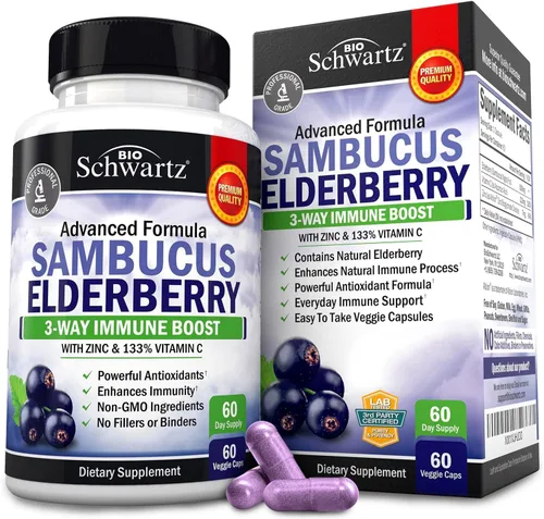 Vista 2 de BioSchwartz Curcumina de cúrcuma 1500 y saúco Sambucus con zinc y vitamina C