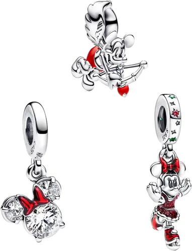 Vista 43 de Dijes de plata de ley 925 de dibujos animados de pato, ratón, oso, elefante, dragón chino, cuentas colgantes para pulseras y collares, joyería