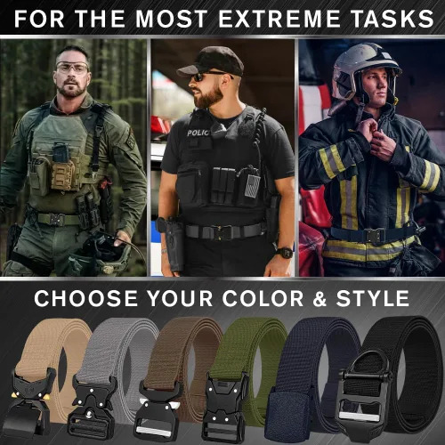 Vista 7 de TECEUM Tactical Belt – Heavy-Duty & Quick Release – Military, Work, Rigger, Duty & Utility Belt for Men