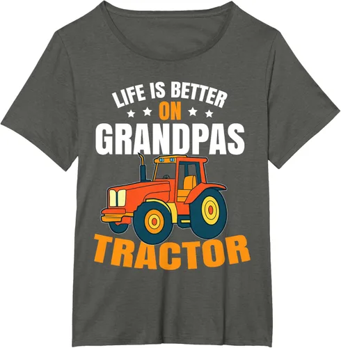 Vista 86 de Life Is Better On Grandpas Tractor Kids Farm Tractor Boy Camiseta, Negro