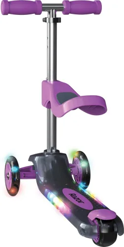 Vista 2 de Razor Rollie DLX, 3-Wheel Light-Up Scooter for Younger Children, Seated and Stand-Up Riding Options