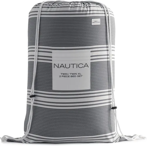 Vista 9 de Nautica - Juego de edredón King, ropa de cama reversible de algodón con fundas a juego y bolsa de lavandería reutilizable, peso medio, certificado