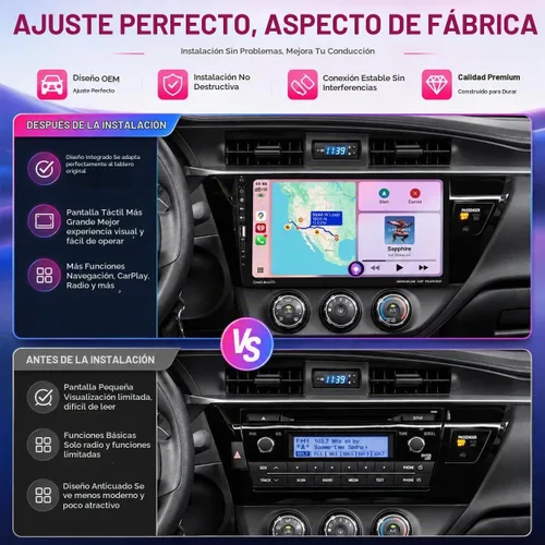 Vista 5 de Estéreo de Coche de 9 Pulgadas de DIN Único con Apple CarPlay Inalámbrico Android Auto, Radio de Coche, Pantalla Táctil IPS de 9" de Capacitancia