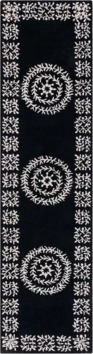 Vista 3 de SAFAVIEH Empire Collection - Alfombra de pasillo, 2 pies 3 pulgadas x 9 pies, negro y marfil, lana de medallón hecha a mano, ideal para zonas