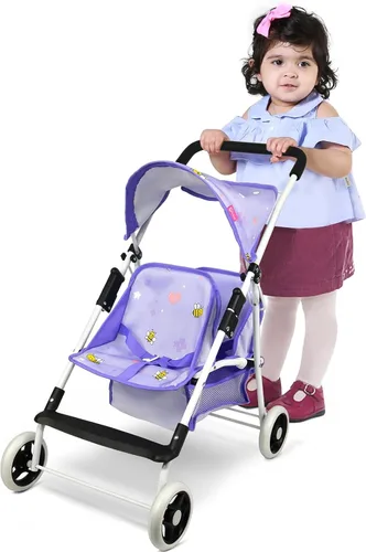 Vista 9 de Colección de muñecas Anivia, cochecito de muñeca con diseño de corazón, regalos para niños pequeños y niñas, cochecito de muñeca plegable