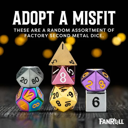 Vista 2 de FanRoll Mystery Misfit Metals: bolsa de 7 dados de metal poliédricos surtidos de 0.630 in