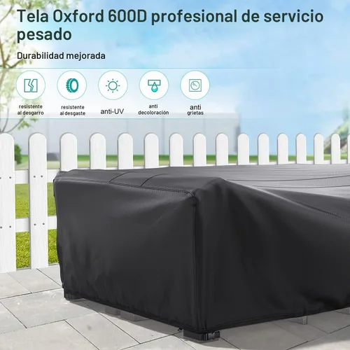 Vista 6 de Cubiertas impermeables para muebles de patio al aire libre 62" L×42 Negro