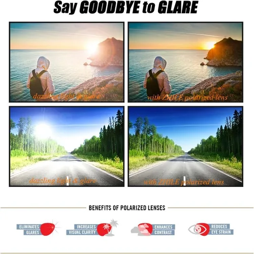 Vista 7 de ZHILE Gafas de sol polarizadas con marco de metal rectangular estilo clásico de gran