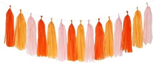Vista 14 de Guirnalda de borlas para decoración de fiesta de Halloween en negro, blanco y naranja - 15 piezas Suministros de graduación 2025, borlas para Negro