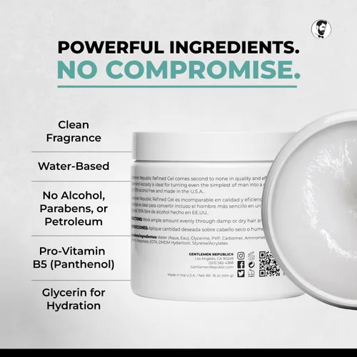 Vista 5 de Gentlemen Republic - Gel para el cabello refinado de 8 onzas, brillo y sujeción las 24 horas