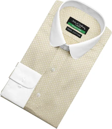 Vista 4 de John Clothier Camisa de vestir para hombre, 100% algodón, cuello centavo, peaky blinders, camisa formal de boda, 400-14